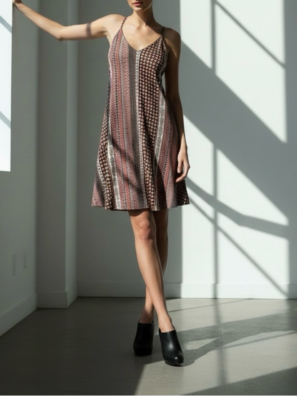 Rachel Zoe Black and Rust Patterned Boho Dress